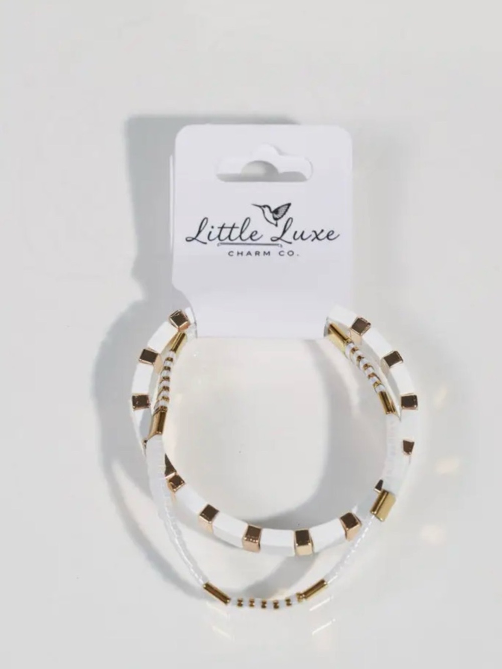 TRENDING! White and Gold Tile Beaded Bracelet Set BNWT